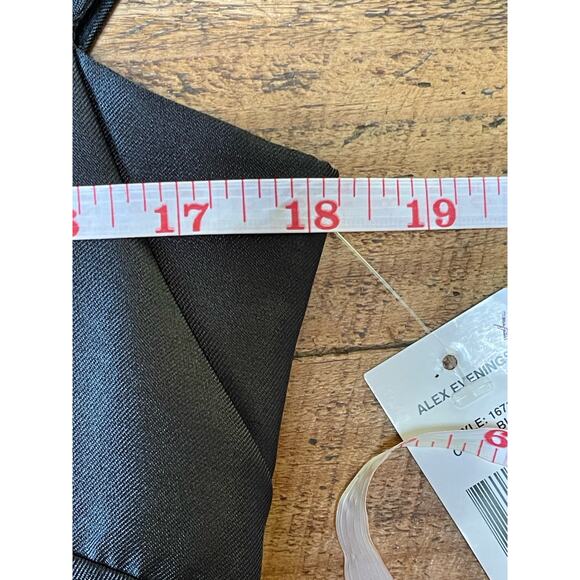 Alex Evenings Satin Black Midi Dress with Metallic Trim - Picture 10 of 12